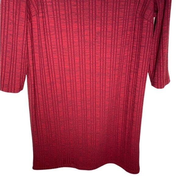 Chicos Red Ribbed Stretch Dress Medium 3/4 Sleeve Work Casual - Picture 3 of 9